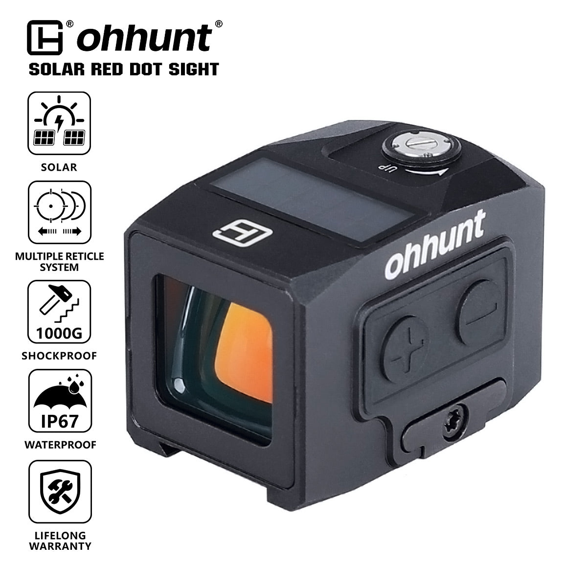 ohhunt FB O4 モーションアウェイク マイクロソーラー レッドドットサイト バッテリーフリー マルチレチクル アダプタープレート2