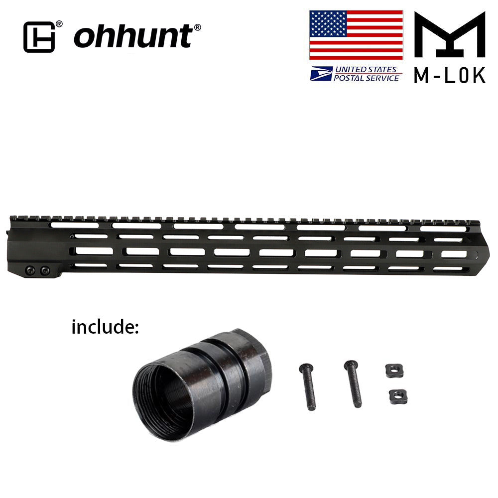 ohhunt® AR-15 Bộ phận bảo vệ tay M-Lok nổi tự do siêu mỏng với Đai ốc nòng thép 4" 7" 9" 10" 12" 13,5" 15" 17"