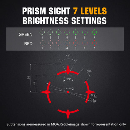 ohhunt® 1X Prism Zielfernrohr mit Shake Awake 2 MOA rotem und grünem Kreispunkt-Absehen