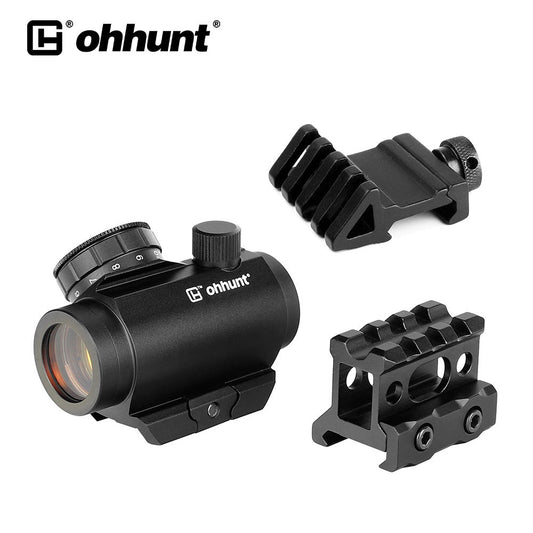 ohhunt 1X25 2 MOA Micro Red Dot Sight 11 Brightness Control With Co-Witness Riser Mount