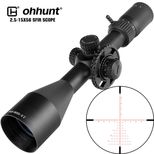 ohhunt® 2.5-15X56 SFIR Long Rang Scope with Sunshade - Glass Etched Reticle