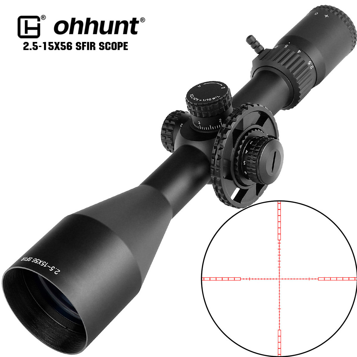 ohhunt® 2.5-15X56 SFIR Long Rang Scope with Sunshade - Wire Reticle