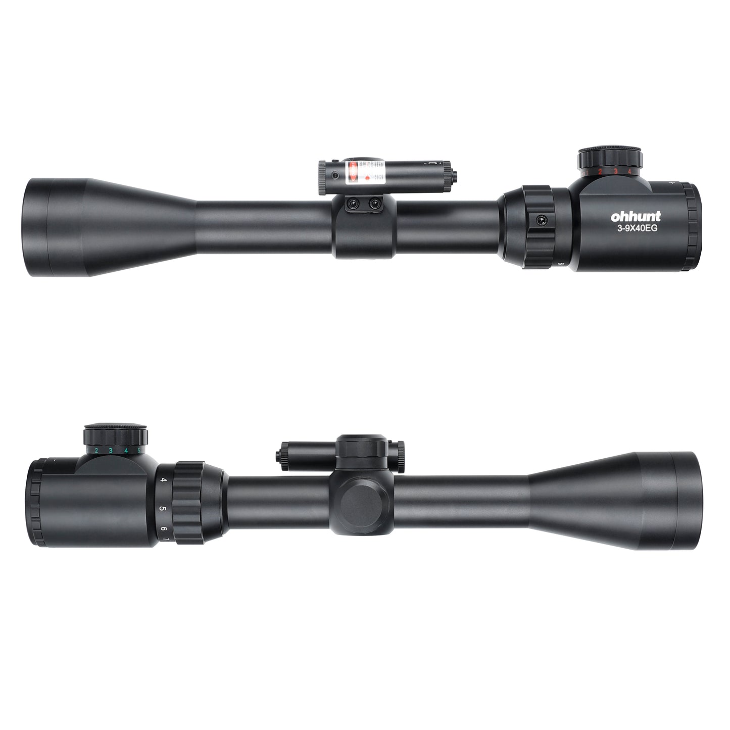 ohhunt® 3-9X40 EG Combo Rifle Scope 5 Level Red Green Rangefinding Reticle