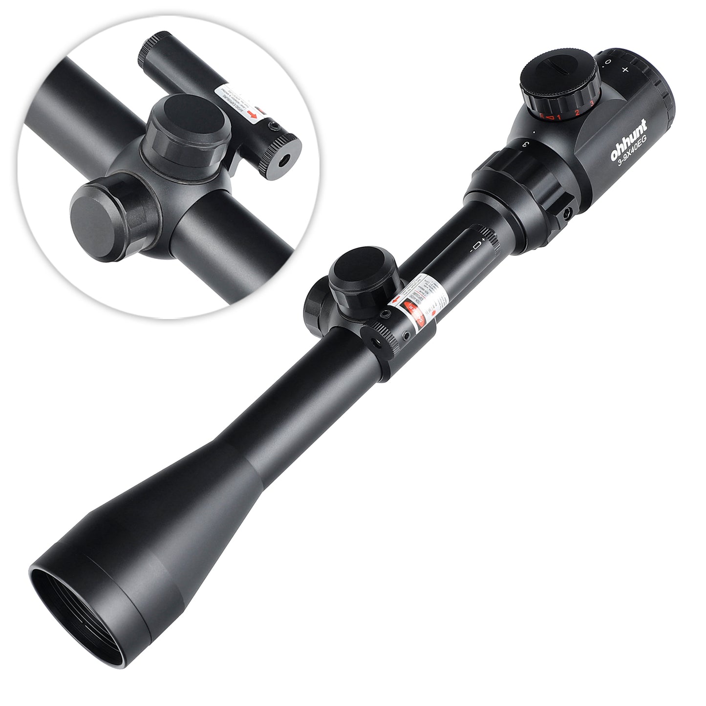 ohhunt® 3-9X40 EG Combo Rifle Scope 5 Level Red Green Rangefinding Reticle