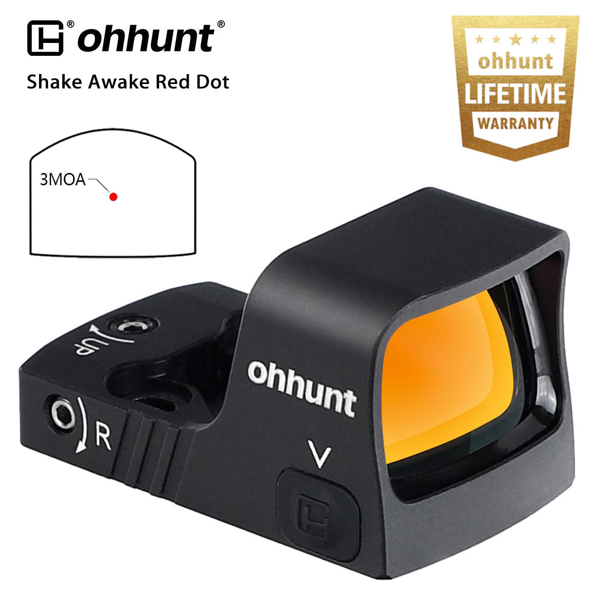 ohhunt® RD U1 3 MOA Micro Shake Awake Red Dot Sight with RMSc Footprin