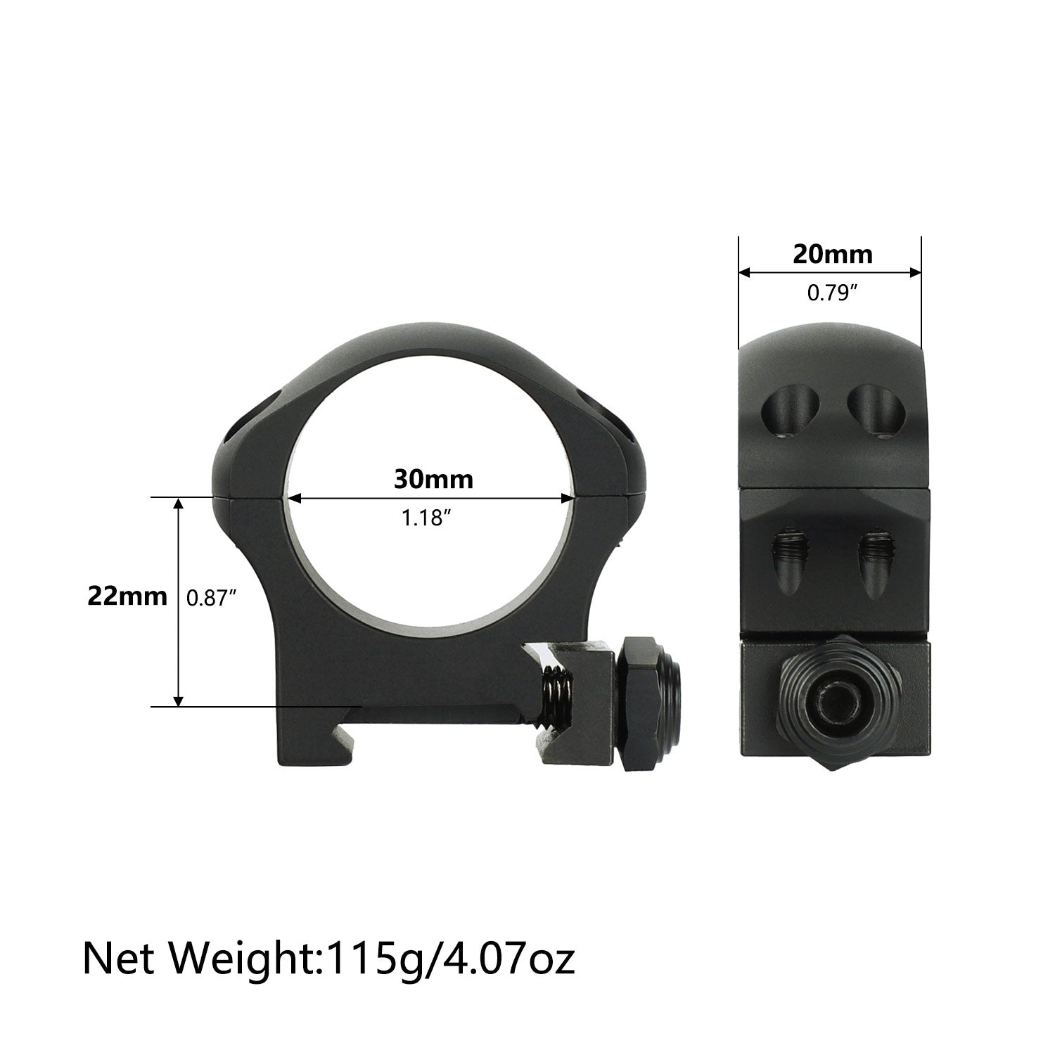 ohhunt 2個 タクティカル スチールリング 1インチ 30mm ピカティニー