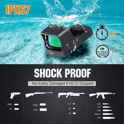 ohhunt® RD U1 3 MOA Micro Shake Awake Red Dot Sight mit RMSc Footprint Picatinny-Montage 10 Helligkeitsstufen