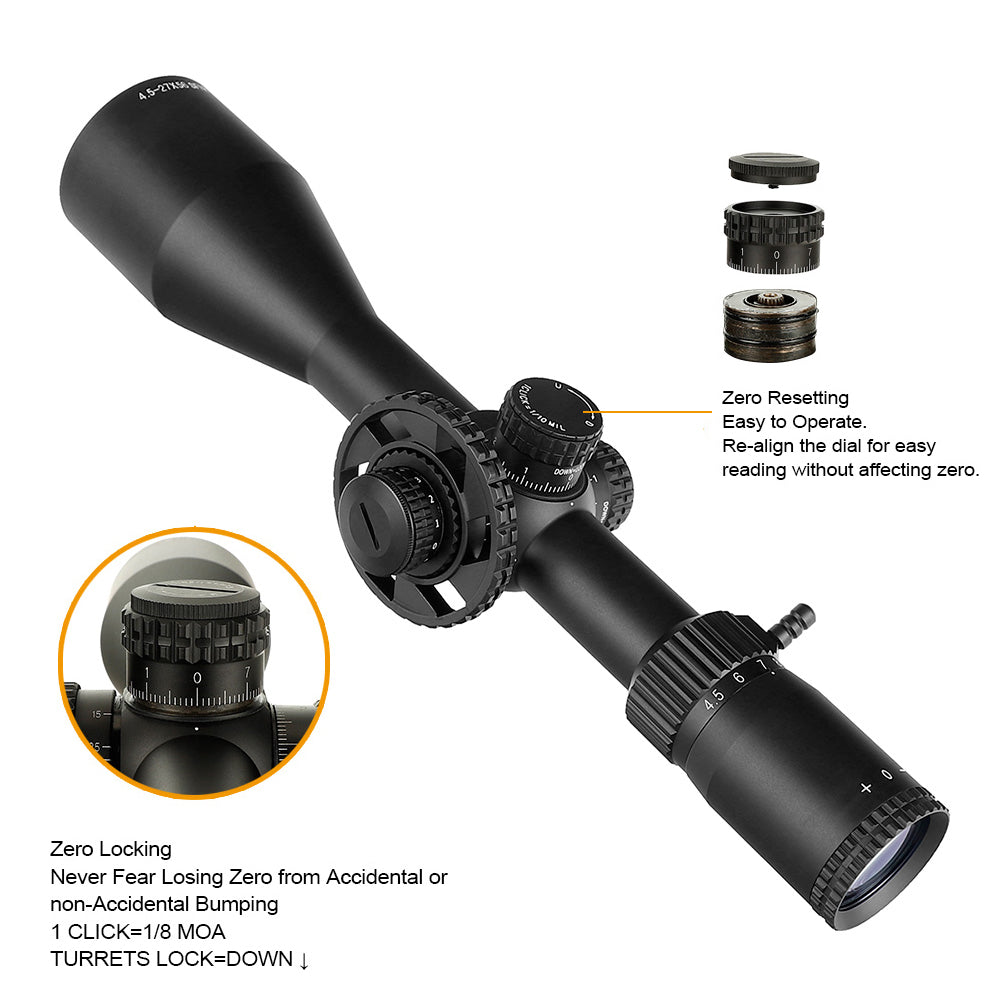 ohhunt 4.5-27X56 SFIR Rifle Scope com guarda-sol - retículo gravado em vidro