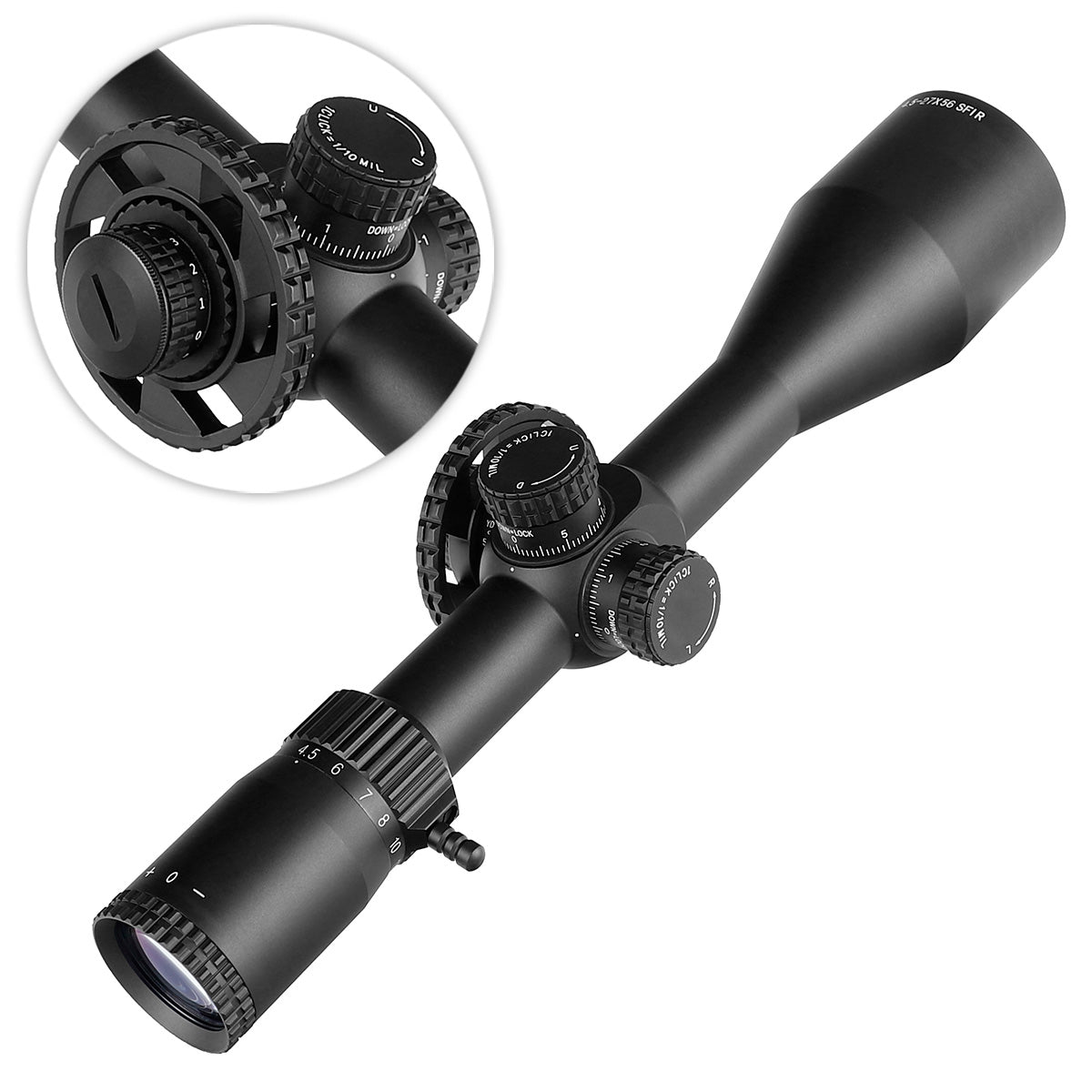 ohhunt 4.5-27X56 SFIR Rifle Scope com guarda-sol - retículo gravado em vidro