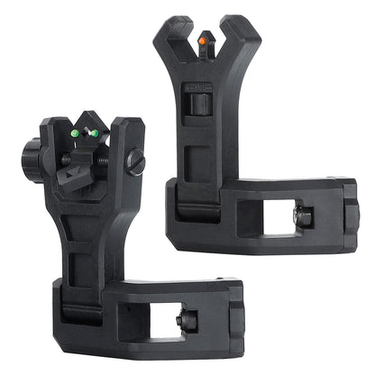 ohhunt 45 Degree Offset Flip Up Front and Backup Rear Sight with Green Red Fiber Optic Dot