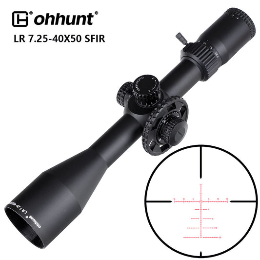 ohhunt LR 7.25-40X50 SFIR Red Illumination Hunting Riflescope Glass Etched Reticle Side Parallax Turret Lock Reset