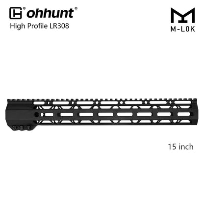 ohhunt® AR10 LR-308 Handguard with Steel Barrel Nut Free Float M-lok Slim Desigh 12" 15" 17"