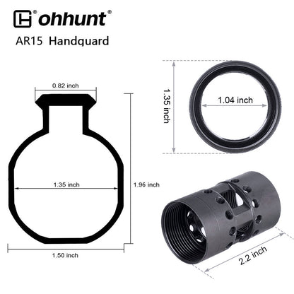 Protetor de mão de flutuação livre ohhunt® AR15 M-lok com porca de barril de aço - 9 polegadas