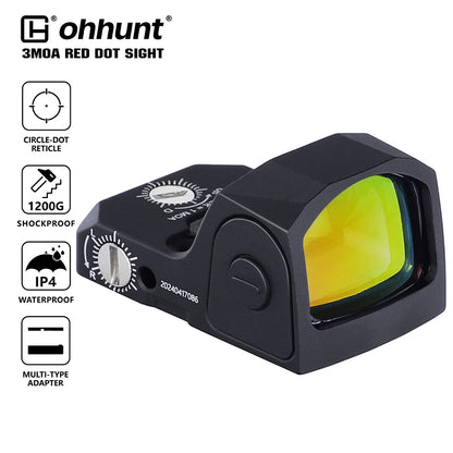 ohhunt RD-005 Circle Dot Reticle Micro Reflex Red Dot Sight with Multi-type Adapter for Glock Rifle, 2 MOA Dot & 32 MOA Circle