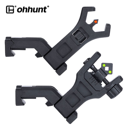 45 Degree Offset Flip Up Front and Backup Rear Sight with Green Red Fiber Optic Dot