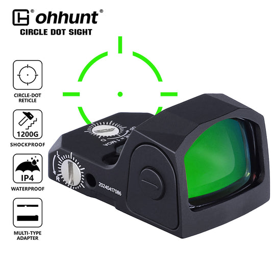 ohhunt RD 005 Green Circle Dot Reticle Sight with Multi-type Adapter fit for RMR Footprint, 2 MOA Dot & 32 MOA Circle