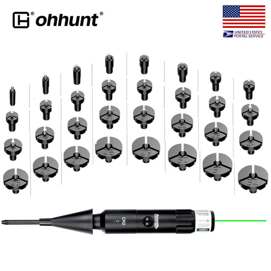 ohhunt Optics Boresighters Kit Green with 32 Adapters fit 0.17 to 12GA