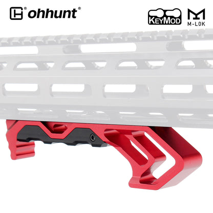 AR-15/AR-10 abgewinkelter Vordergriff/Handstopp aus Aluminium, passend für Keymod und M-Lok – Rot