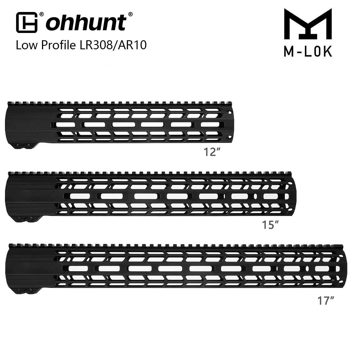 Lightweight AR10 LR-308 M-lok Free Float Handguard 12