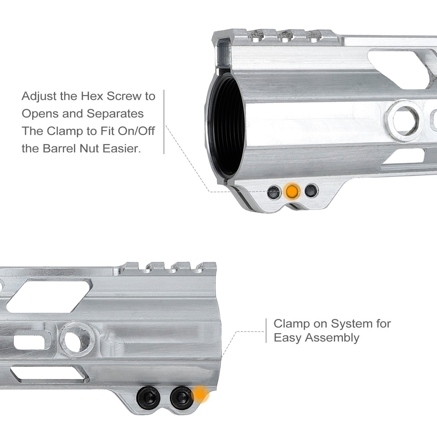 Unbranded Gen2 AR-15 Lightweight Free Float M-LOK Raw Handguard 7" 10" 12" 13.5" 15" Silver Color