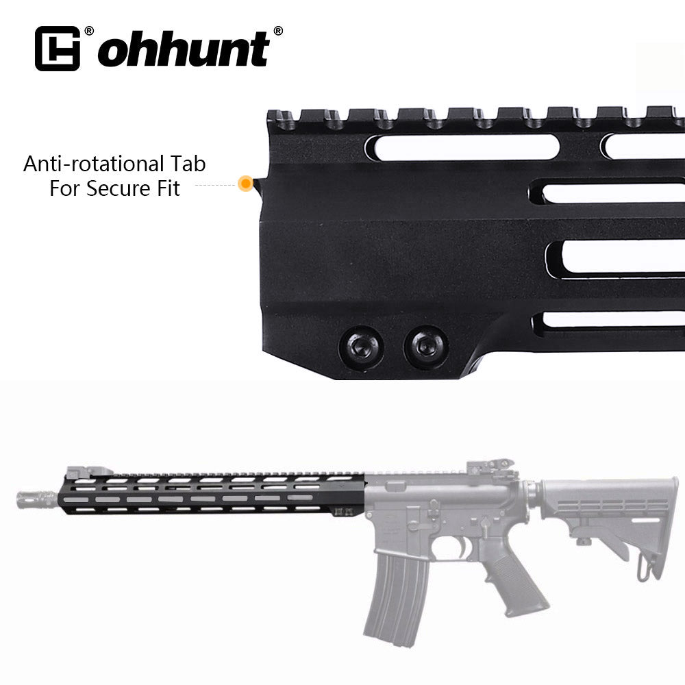 ohhunt® AR-15 Ultra Slim Free Float M-Lok Handguard with Steel Barrel Nut 4" 7" 9" 10" 12" 13" 15" 17"