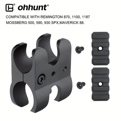 ohhunt® Tactical Magazine Tube Barrel Clamp Installation Flashlight Mount with 2 Detachable Picatinny Rails