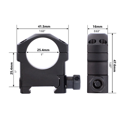 ohhunt® 25.4mm/1 inch Picatinny Scope Rings - Medium