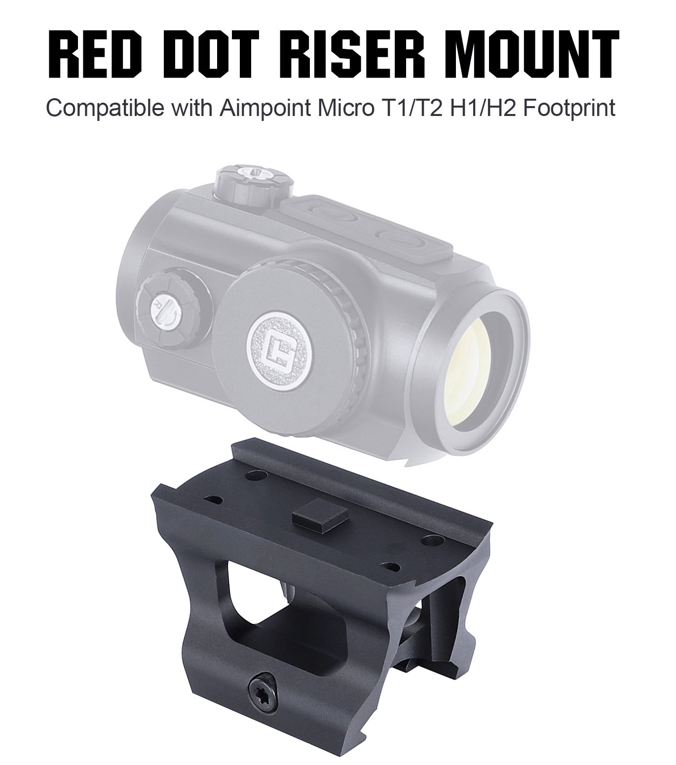 ohhunt® Picatinny Red Dot Riser Mount Adapter Lower 1/3 Co-witness Height Compatible with Aimpoint Micro T1 T2 H1 H2