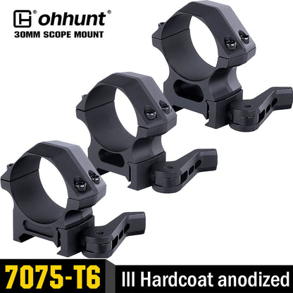 ohhunt® High-end Pro Quick Release 30mm Picatinny Scope Rings 7075-T6 Aluminum - High Med Low Profile