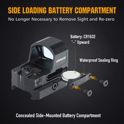 ohhunt RD U3 Large Window 3 MOA Pistol Shake Awake Micro Reflex Red Dot Sight Compatible with RMSc Footprint and Picatinny Mount