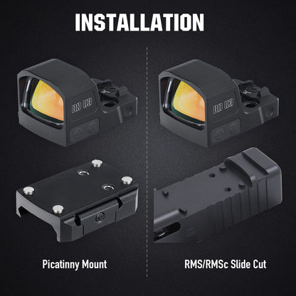 ohhunt RD U3 Large Window 3 MOA Pistol Shake Awake Micro Reflex Red Dot Sight Compatible with RMSc Footprint and Picatinny Mount