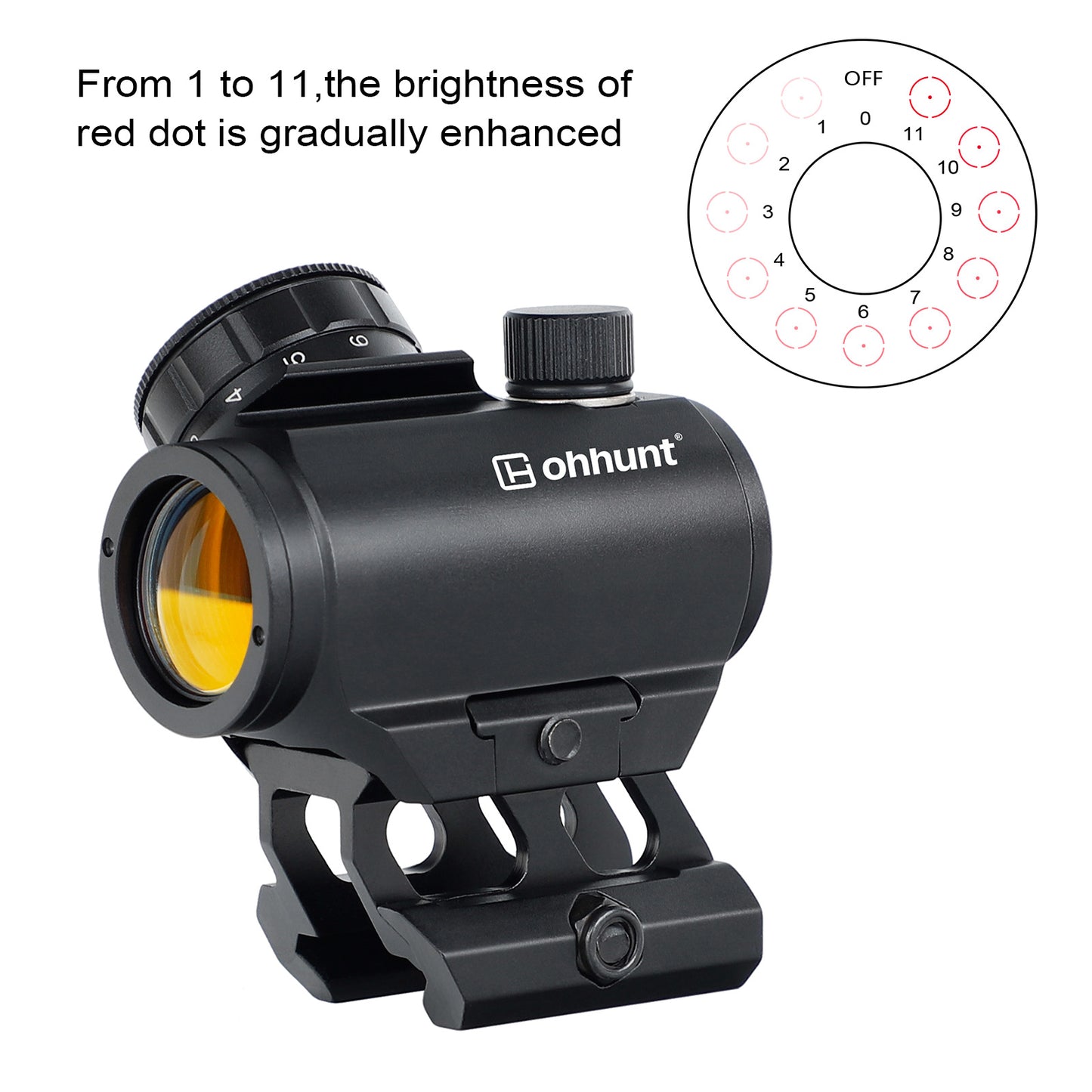 ohhunt® RD006 Circle Reticle Red Dot Sight 1x22mm with 3 MOA and 50 MOA Circle Reticle