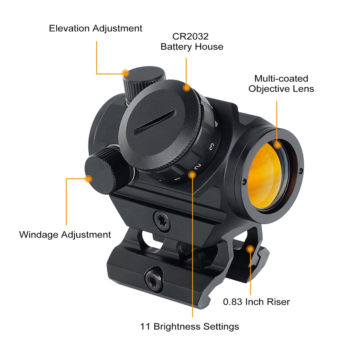 ohhunt® RD006 Circle Reticle Red Dot Sight 1x22mm with 3 MOA and 50 MOA Circle Reticle