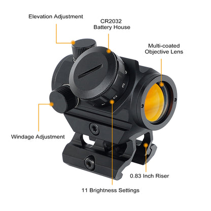 ohhunt® RD006 Circle Reticle Red Dot Sight 1x22mm with 3 MOA and 50 MOA Circle Reticle