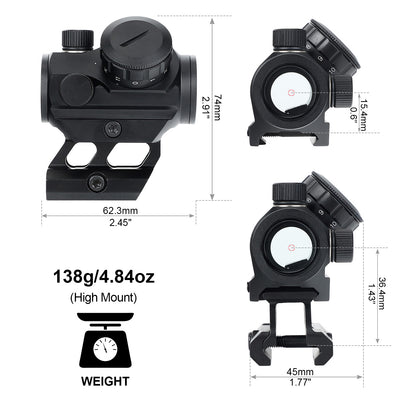 ohhunt® RD006 Circle Reticle Red Dot Sight 1x22mm with 3 MOA and 50 MOA Circle Reticle