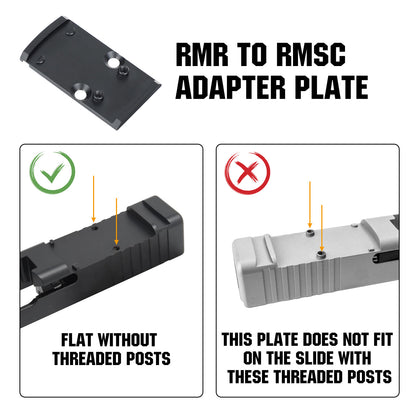 ohhunt® RMR to RMSc Adapter Plate for RMR Cut Slide Without Thread Post Compatible with Holosun 407K/507K/EPS Carry/EPS/RomeoZero