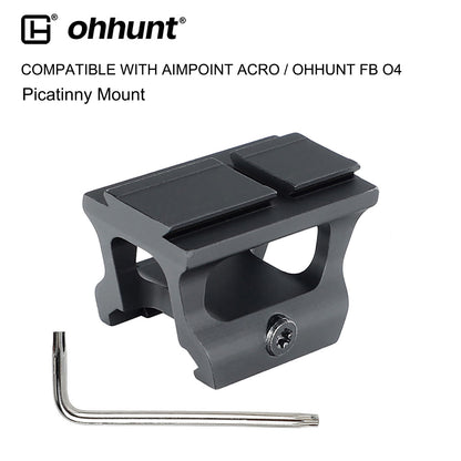 ohhunt® ハイプロファイル ピカティニー レッド ドット アダプター 下部 1/3 コ・ウィットネス ライザー マウント ACRO フットプリント Aimpoint ACRO / ohhunt FB O4 と互換性あり