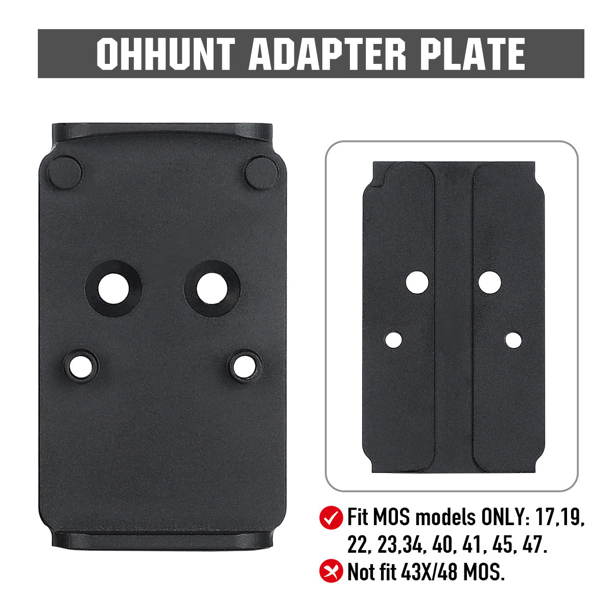 ohhunt Red Dot Adapter Plate for Glock 17 19 Mos Compatible with RMR Footprint Optic Holosun 407/507C/508T/RMR/SRO