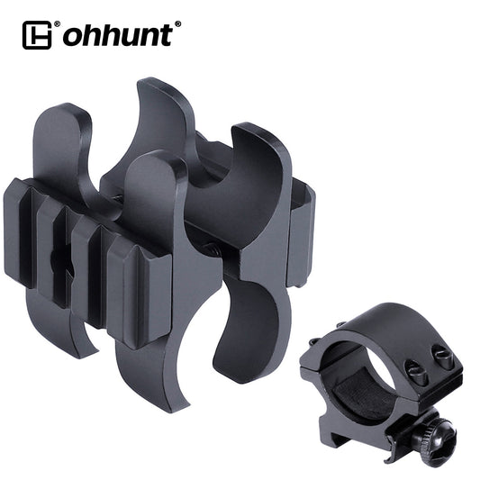 ohhunt® 12Ga Schrotflintenlaufklemme, Magazinrohrklemme mit Picatinny-Ring für Taschenlampe