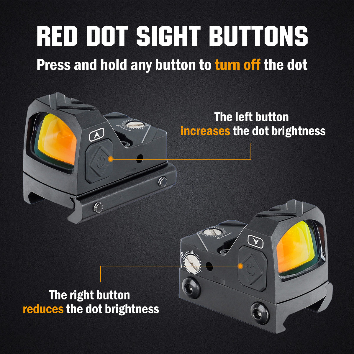 ohhunt® 2 MOA Shake Awake Micro Red Dot Sight 12x Configurações de iluminação para pistola