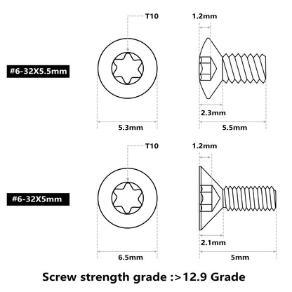 #6-32 screws in 5mm 5.5mm for red dot right