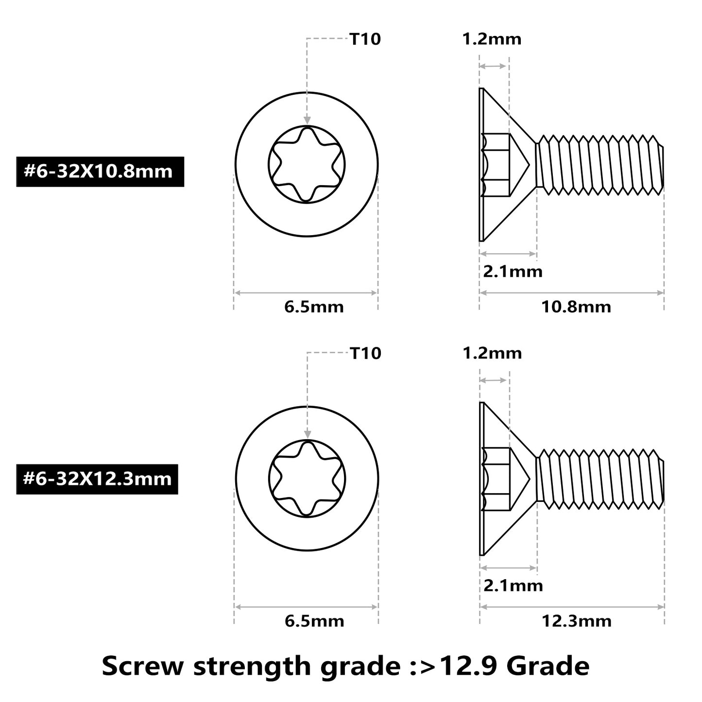 #6-32 screws in 10.8mm 12.3mm for red dot right