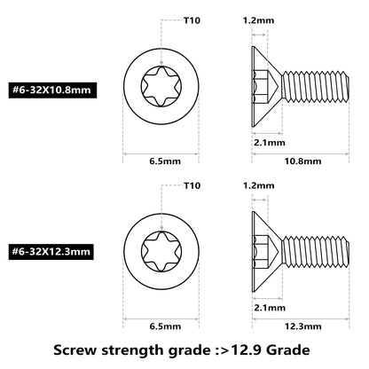 #6-32 screws in 10.8mm 12.3mm for red dot right