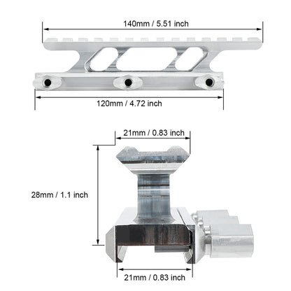 ohhunt Alto perfil Cantilever Riser Mount 1,1 polegadas Alumínio bruto Prata