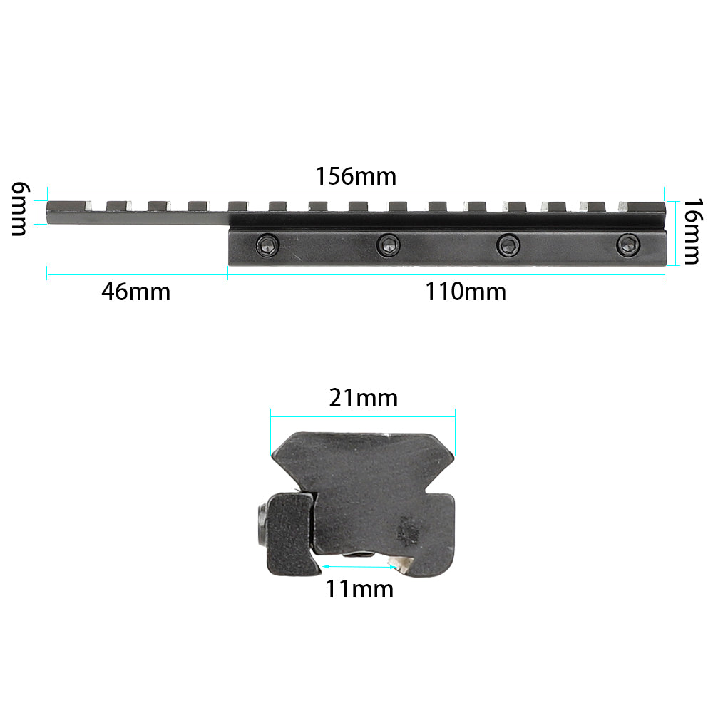 10Slots 11mm to 20mm Picatinny Rail high riser base adaper mount