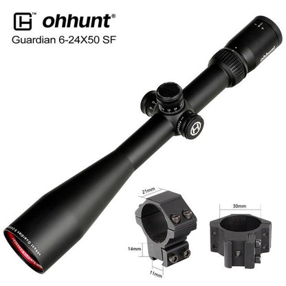 Ohhunt Guardian 6-24X50 SF Ống ngắm súng trường săn bắn Thị sai bên 1/2 Nửa Mil Dot Glass Khắc mặt kẻ ô Tháp pháo Khóa Đặt lại phạm vi