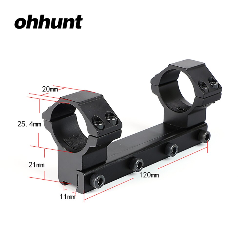 ohhunt 12cm 一体型取り付け 25.4mm 1インチ ハイプロファイル スコープリング マウント 11mm ダブテール .22 エアガンレール用 ストップピン付き