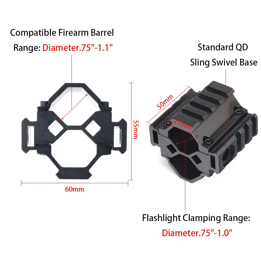 ohhunt ユニバーサル タクティカル トライレール バレル マウント 3 スロット QD スリング スイベル付き 12 ゲージ モスバー